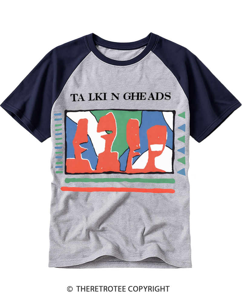 TheRetroTee Talking Heads 1980s Raglan Baseball T-Shirt