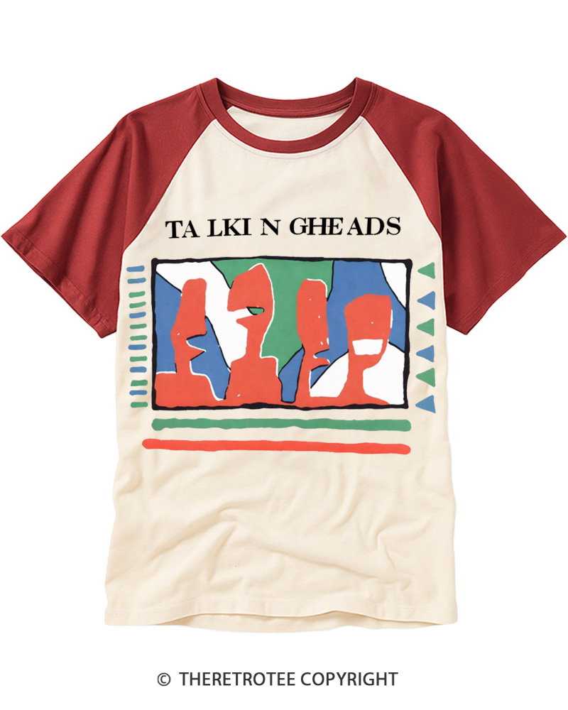 TheRetroTee Talking Heads 1980s Raglan Baseball T-Shirt
