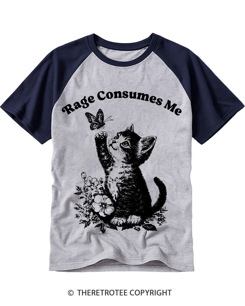 TheRetroTee Rage Consumes Me Raglan Baseball T-Shirt
