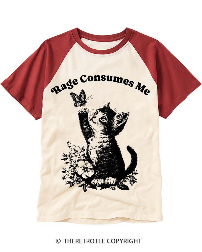 TheRetroTee Rage Consumes Me Raglan Baseball T-Shirt