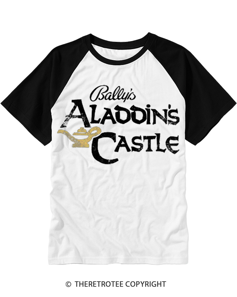 TheRetroTee Aladdin's Castle 1980s Raglan Baseball T-Shirt