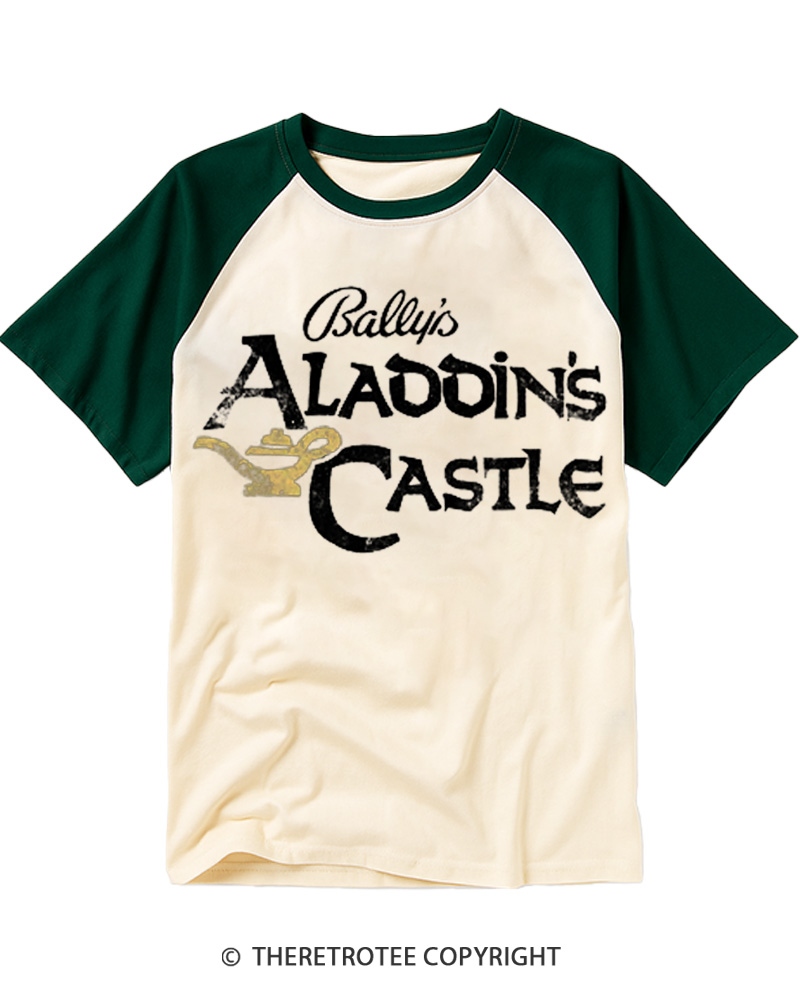 TheRetroTee Aladdin's Castle 1980s Raglan Baseball T-Shirt