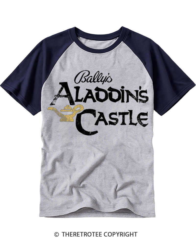 TheRetroTee Aladdin's Castle 1980s Raglan Baseball T-Shirt