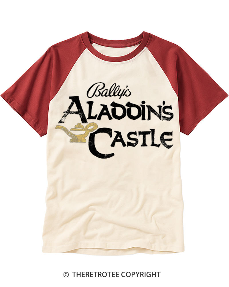 TheRetroTee Aladdin's Castle 1980s Raglan Baseball T-Shirt