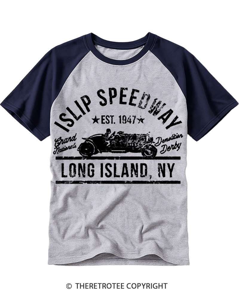 TheRetroTee Islip Speedway 1960s Raglan Baseball T-Shirt