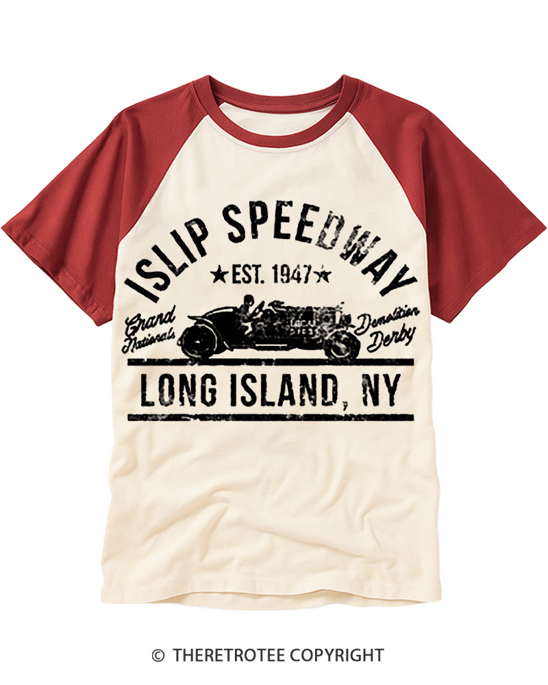 TheRetroTee Islip Speedway 1960s Raglan Baseball T-Shirt