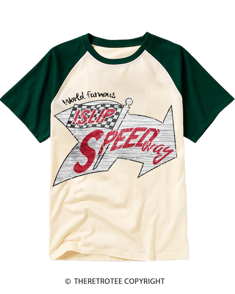 TheRetroTee Islip Speedway 1960s Raglan Baseball T-Shirt