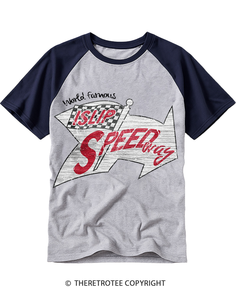 TheRetroTee Islip Speedway 1960s Raglan Baseball T-Shirt