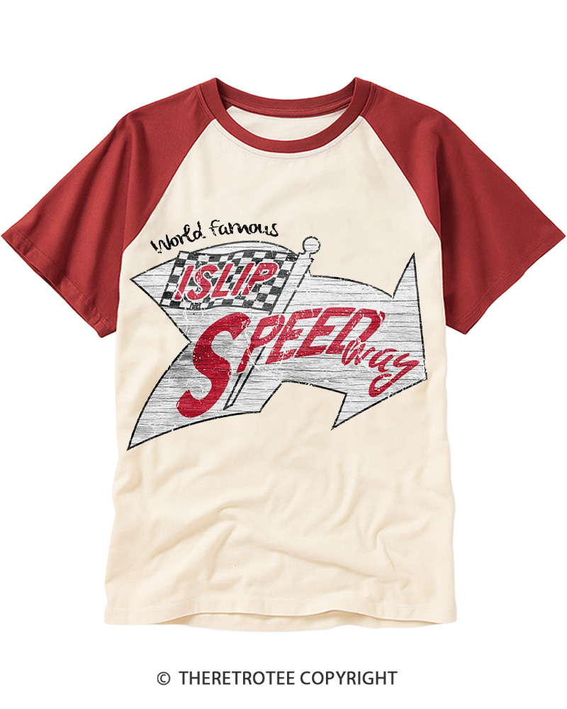TheRetroTee Islip Speedway 1960s Raglan Baseball T-Shirt