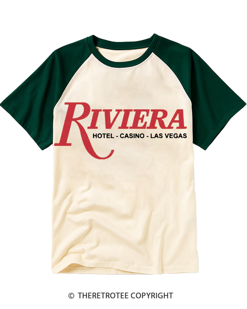 TheRetroTee Riviera Casino 1960s Raglan Baseball T-Shirt