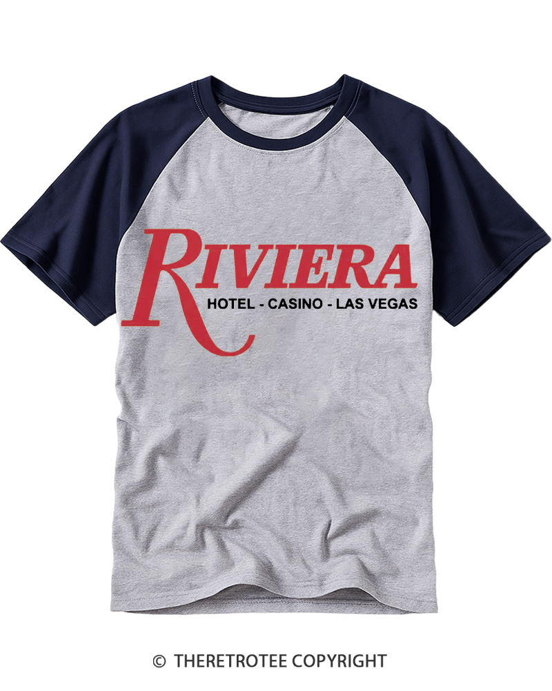 TheRetroTee Riviera Casino 1960s Raglan Baseball T-Shirt