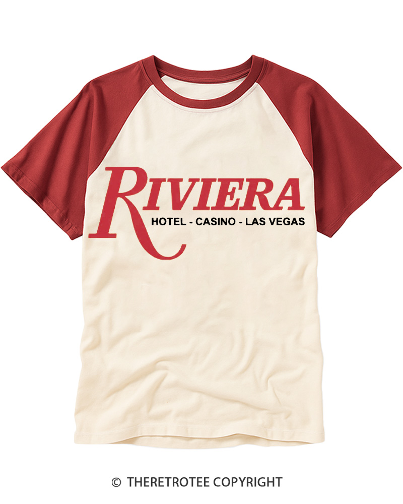 TheRetroTee Riviera Casino 1960s Raglan Baseball T-Shirt