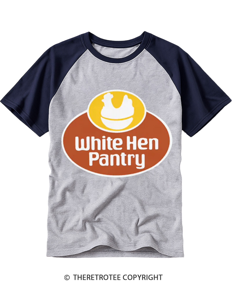 TheRetroTee White Hen Pantry 1990s Raglan Baseball T-Shirt
