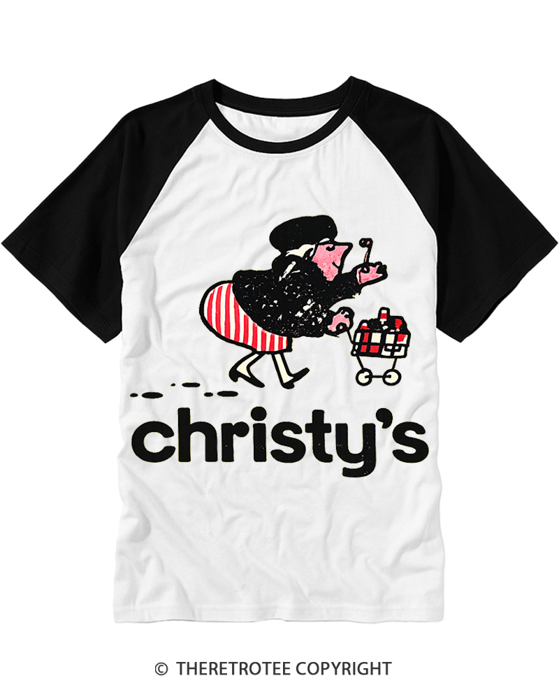 TheRetroTee Christy's Markets 1970s Raglan Baseball T-Shirt