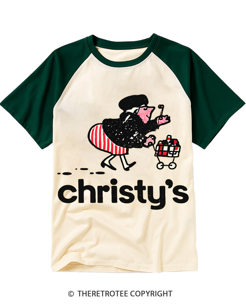 TheRetroTee Christy's Markets 1970s Raglan Baseball T-Shirt