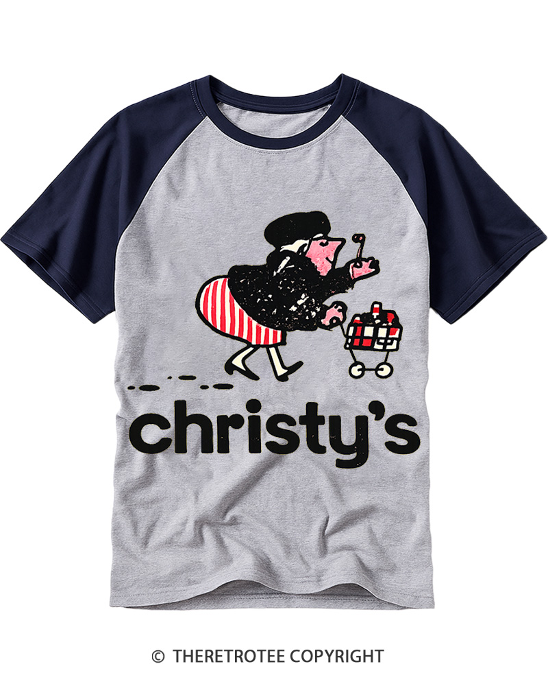TheRetroTee Christy's Markets 1970s Raglan Baseball T-Shirt
