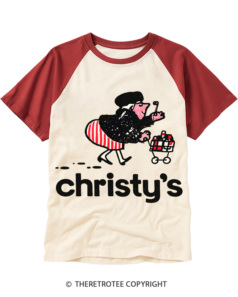 TheRetroTee Christy's Markets 1970s Raglan Baseball T-Shirt