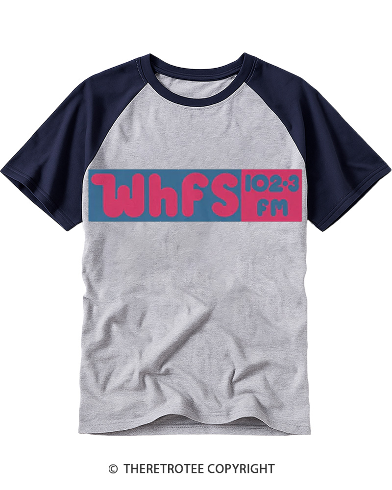 TheRetroTee WHFS - Bethesda, MD 1980s Raglan Baseball T-Shirt