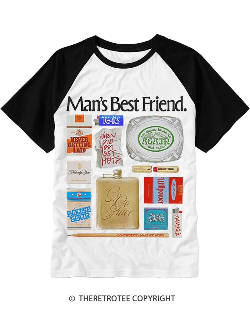TheRetroTee Man's Best Friend Object 1980s Raglan Baseball T-Shirt