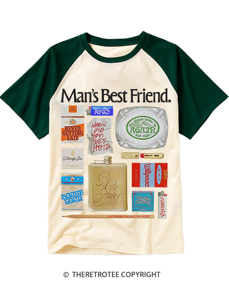 TheRetroTee Man's Best Friend Object 1980s Raglan Baseball T-Shirt