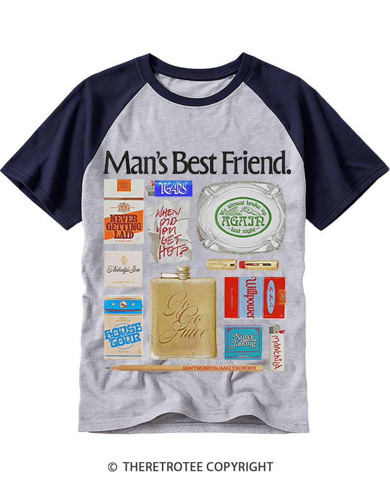 TheRetroTee Man's Best Friend Object 1980s Raglan Baseball T-Shirt