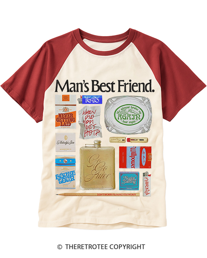TheRetroTee Man's Best Friend Object 1980s Raglan Baseball T-Shirt