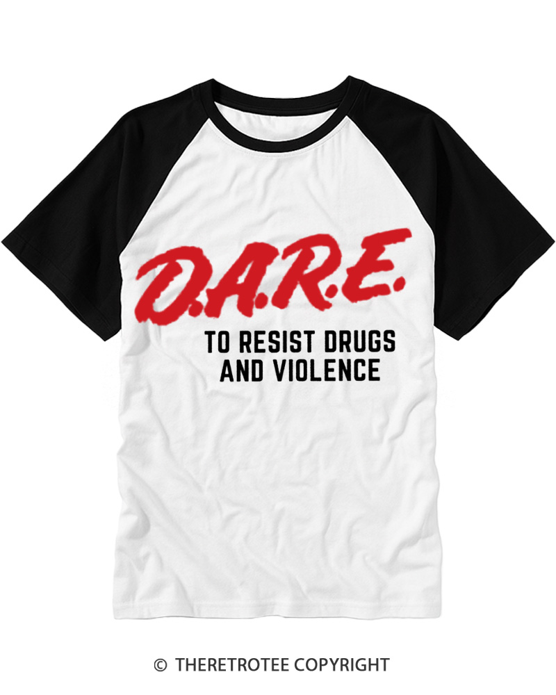TheRetroTee Drug Abuse Resistance Education 1980s Raglan Baseball T-Shirt