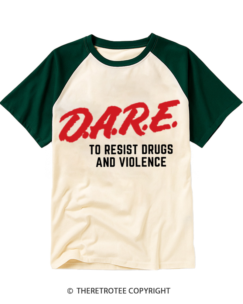 TheRetroTee Drug Abuse Resistance Education 1980s Raglan Baseball T-Shirt