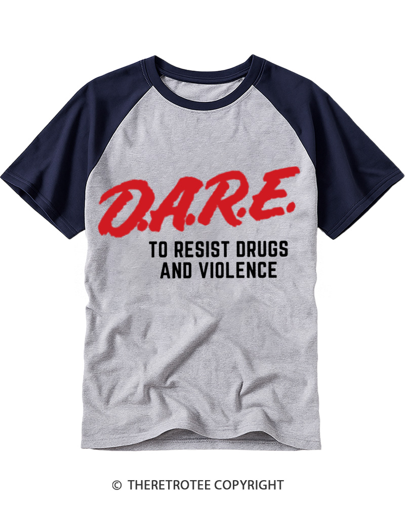 TheRetroTee Drug Abuse Resistance Education 1980s Raglan Baseball T-Shirt