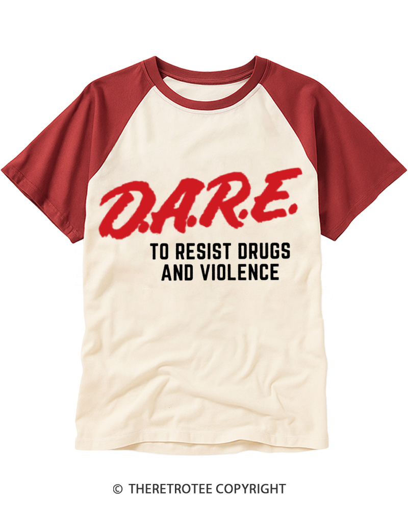 TheRetroTee Drug Abuse Resistance Education 1980s Raglan Baseball T-Shirt