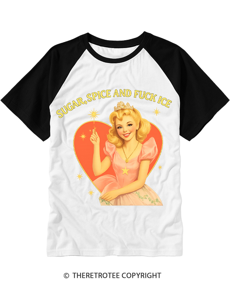 TheRetroTee Sugar Spice and Fck ICE Raglan Baseball T-Shirt