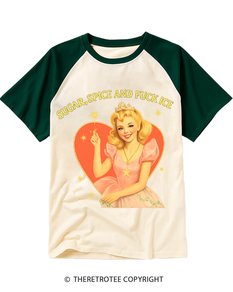 TheRetroTee Sugar Spice and Fck ICE Raglan Baseball T-Shirt