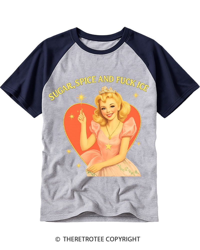 TheRetroTee Sugar Spice and Fck ICE Raglan Baseball T-Shirt