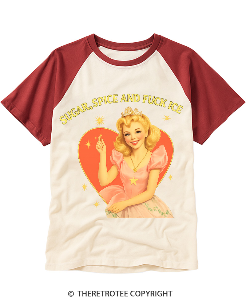 TheRetroTee Sugar Spice and Fck ICE Raglan Baseball T-Shirt