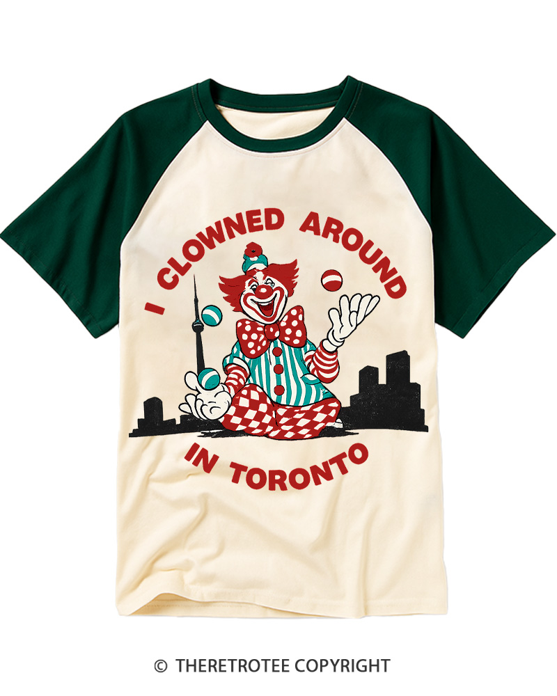 TheRetroTee I Clowned Around In Toronto Vintage Raglan Baseball T-Shirt
