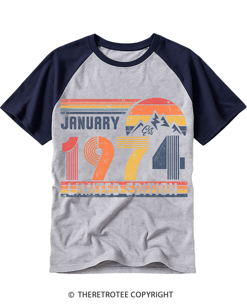 TheRetroTee Birthday Year Number Raglan Baseball T-Shirt