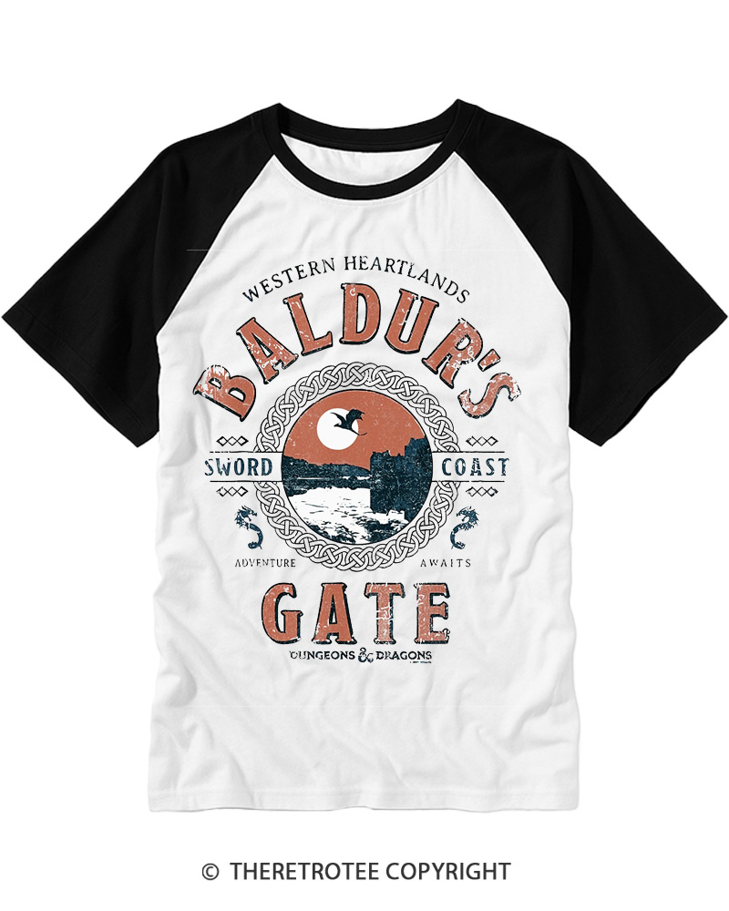 TheRetroTee Baldur's Gate Raglan Baseball T-Shirt