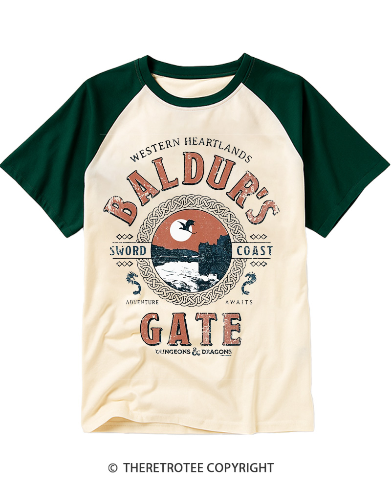 TheRetroTee Baldur's Gate Raglan Baseball T-Shirt