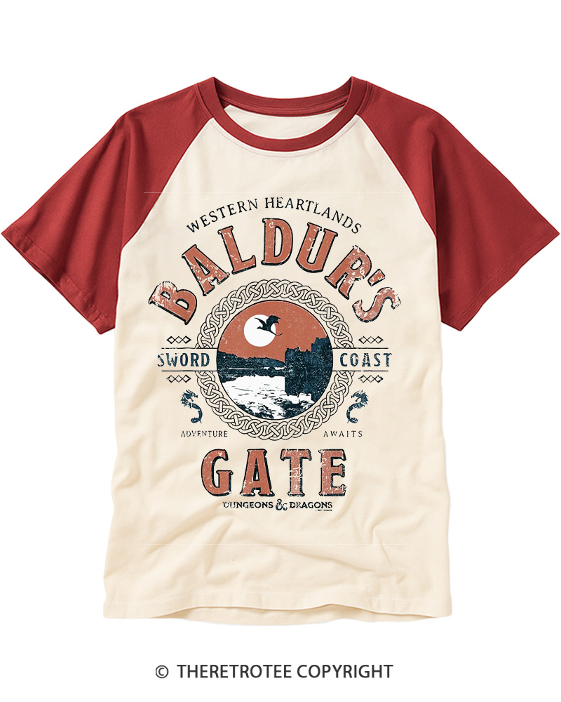 TheRetroTee Baldur's Gate Raglan Baseball T-Shirt