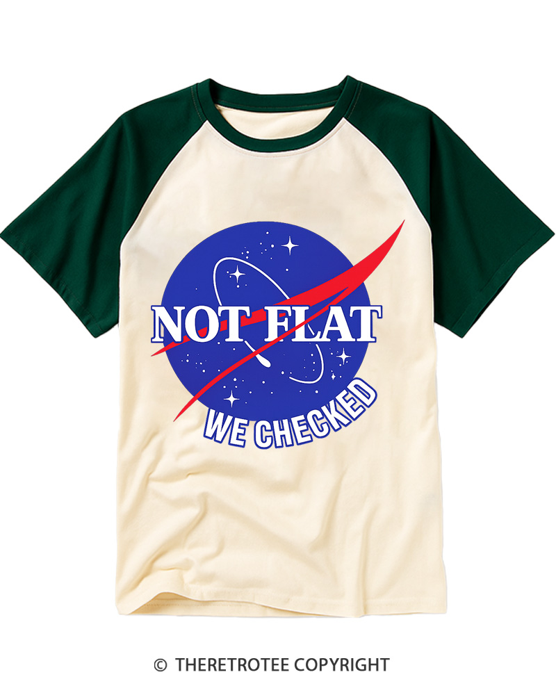 TheRetroTee Not Flat We Checked Raglan Baseball T-Shirt
