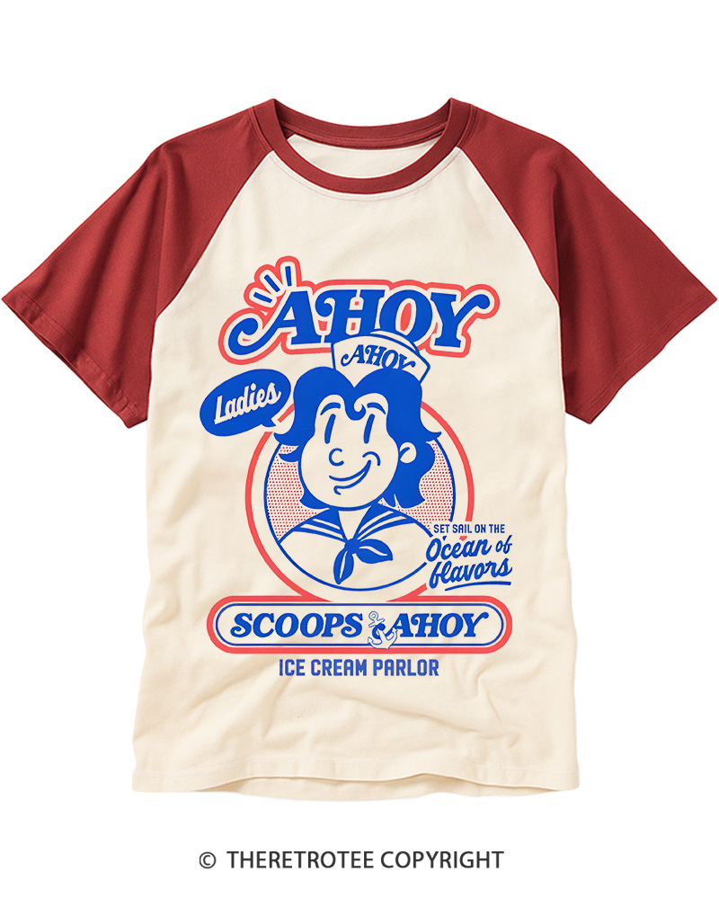 TheRetroTee Ahoy Badge 1980s Raglan Baseball T-Shirt