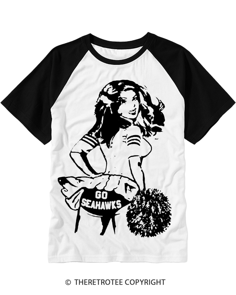 TheRetroTee Go Seahawks 1980s Raglan Baseball T-Shirt