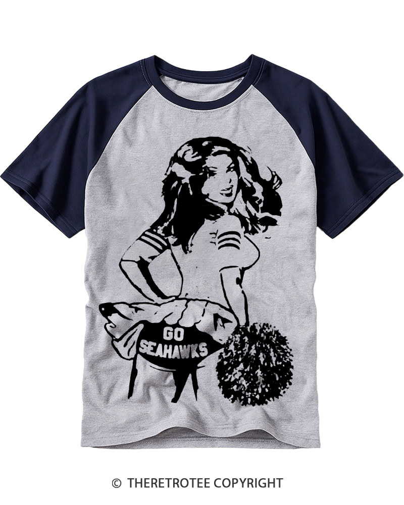 TheRetroTee Go Seahawks 1980s Raglan Baseball T-Shirt
