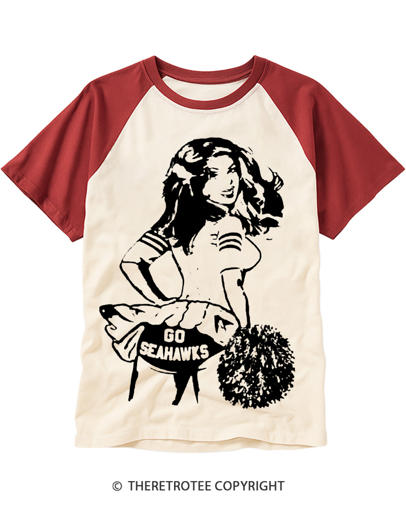 TheRetroTee Go Seahawks 1980s Raglan Baseball T-Shirt