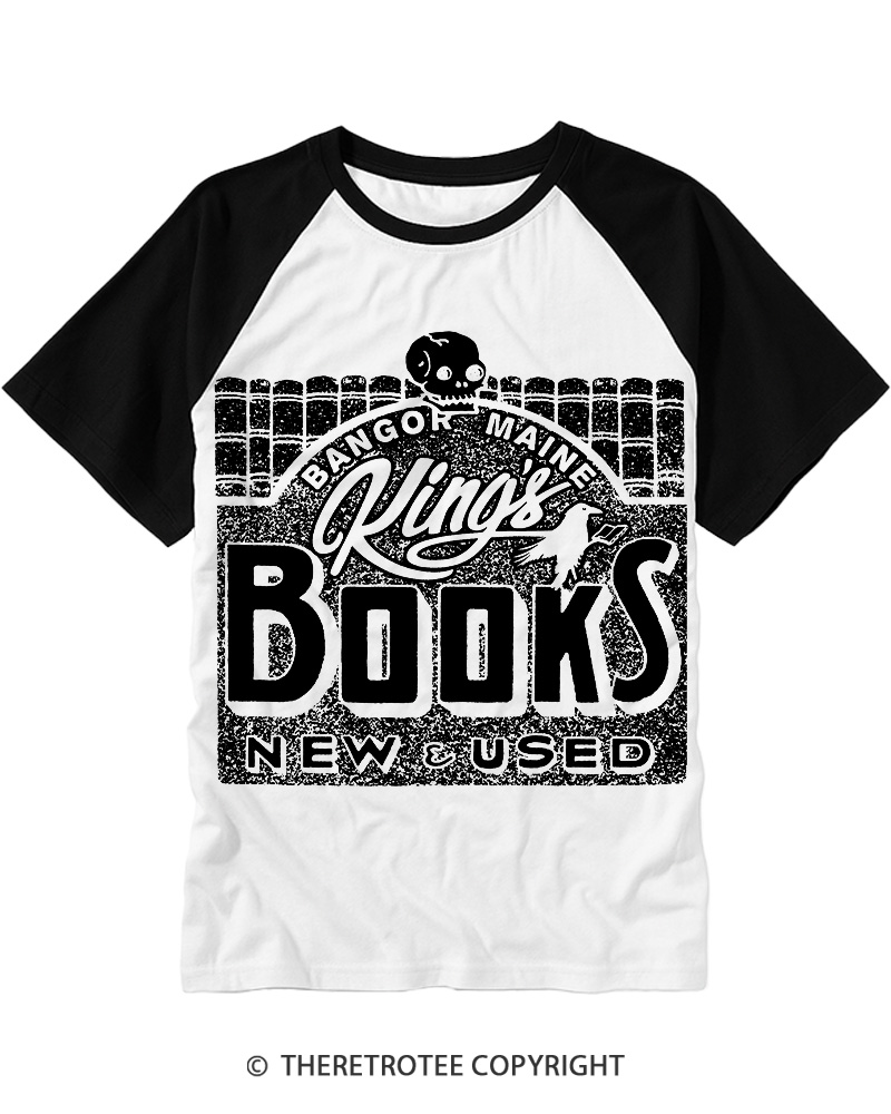 TheRetroTee King Bookstore Maine 1980s Raglan Baseball T-Shirt