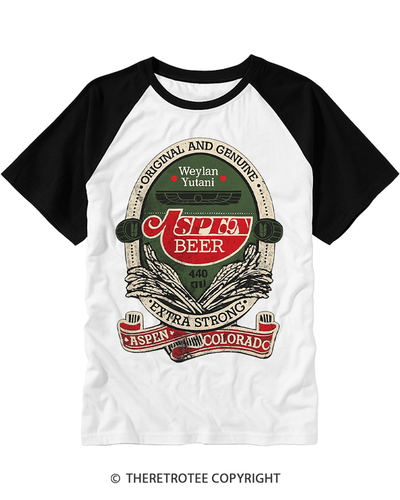 TheRetroTee ASPEN Beer 1974 Raglan Baseball T-Shirt