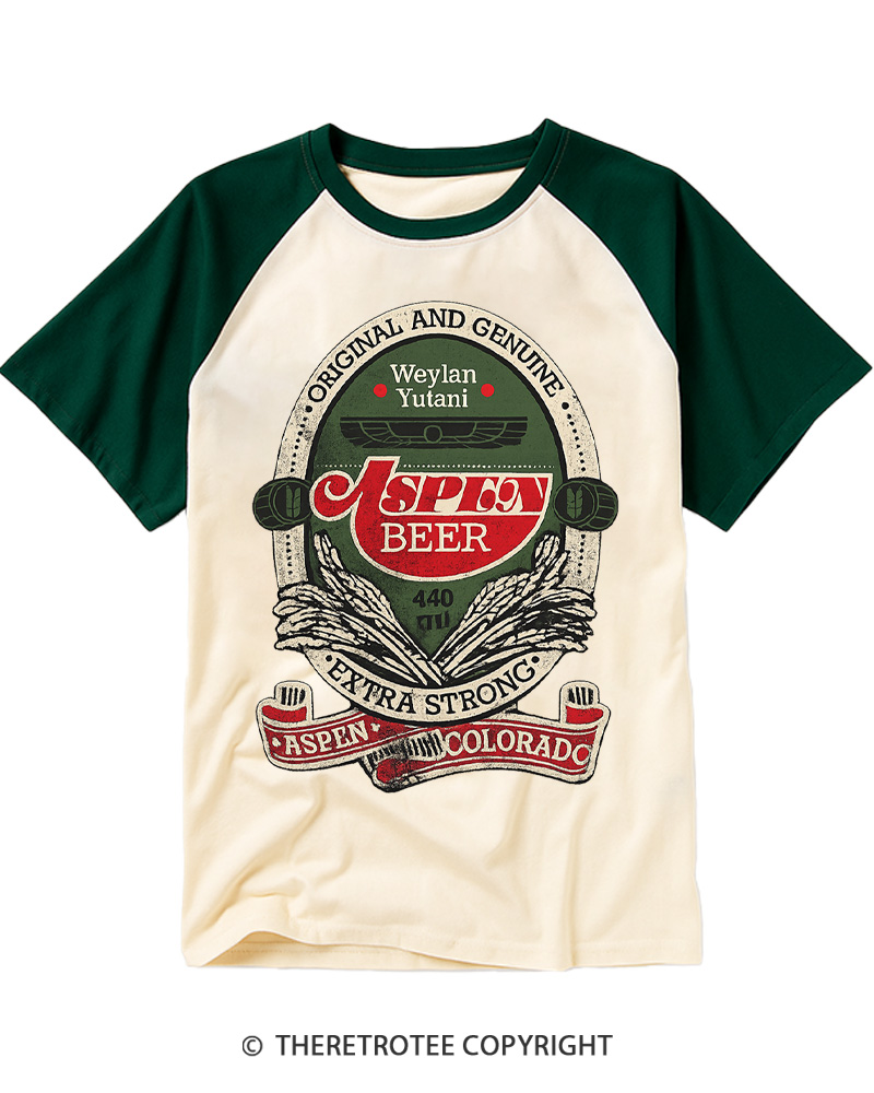 TheRetroTee ASPEN Beer 1974 Raglan Baseball T-Shirt