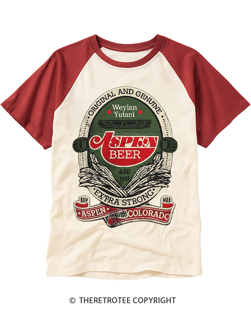 TheRetroTee ASPEN Beer 1974 Raglan Baseball T-Shirt