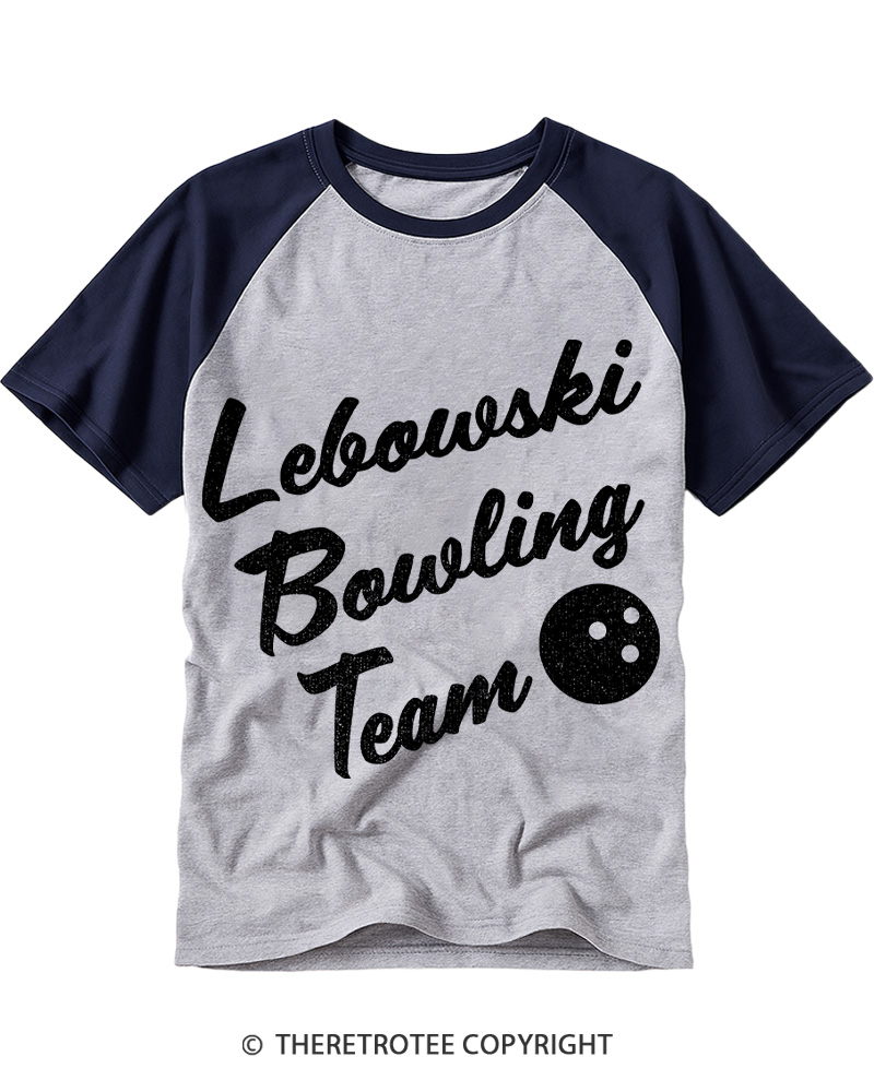 TheRetroTee Lebowski Bowling Team 1990s Raglan Baseball T-Shirt