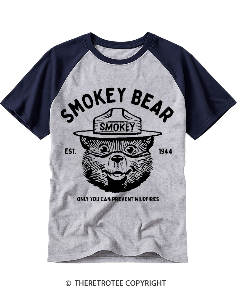 TheRetroTee Only You Can Prevent Wildfires 1960s Raglan Baseball T-Shirt